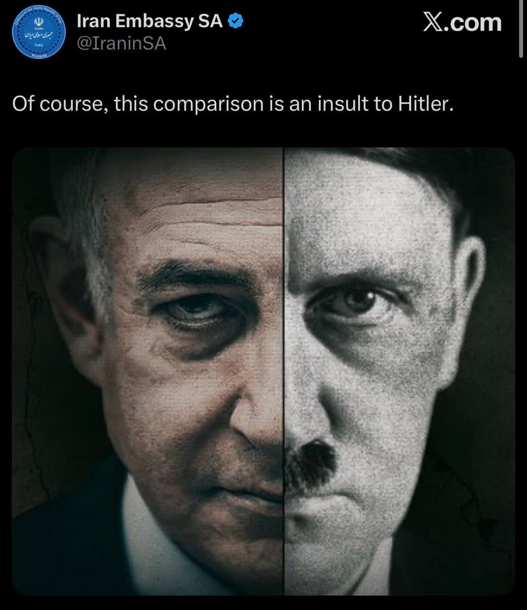 Iran embassy in S. Africa posts Hitler insult