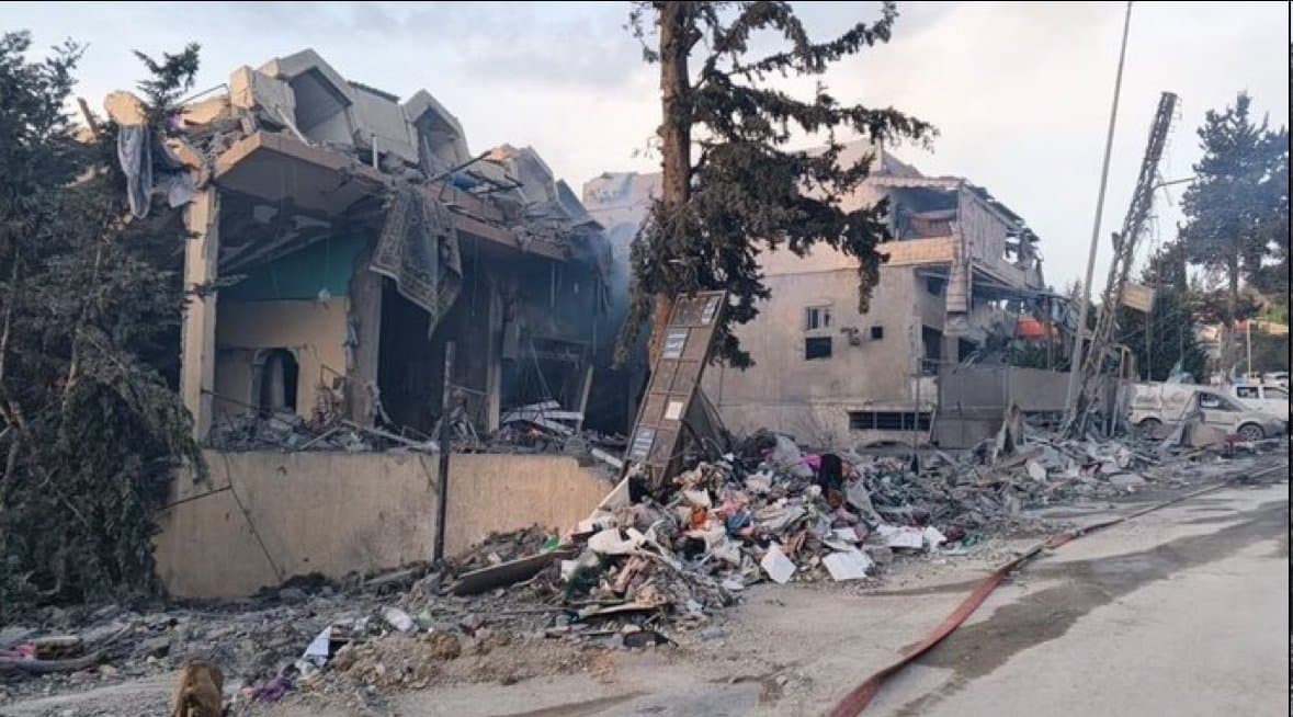 Hospital destroyed in Tebnine, Lebanon