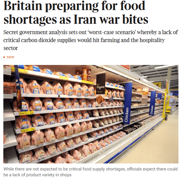 UK prepares for food shortage over Hormuz closure