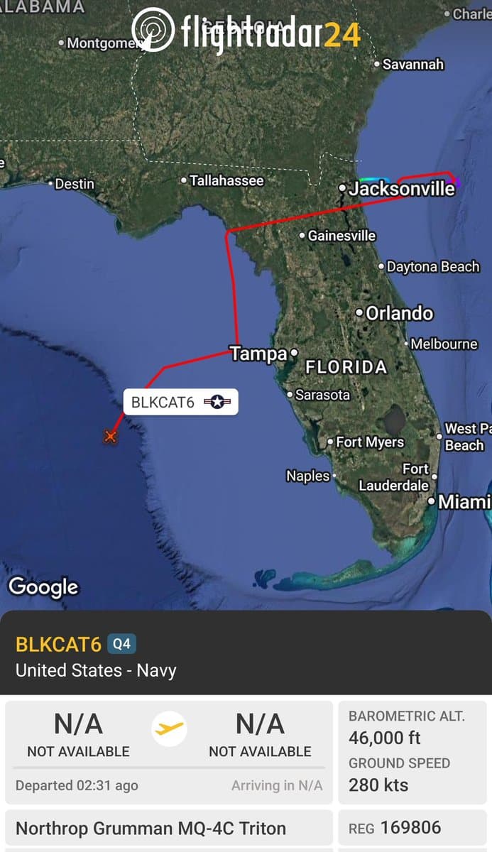 US MQ-4C Triton operates over Gulf of Mexico