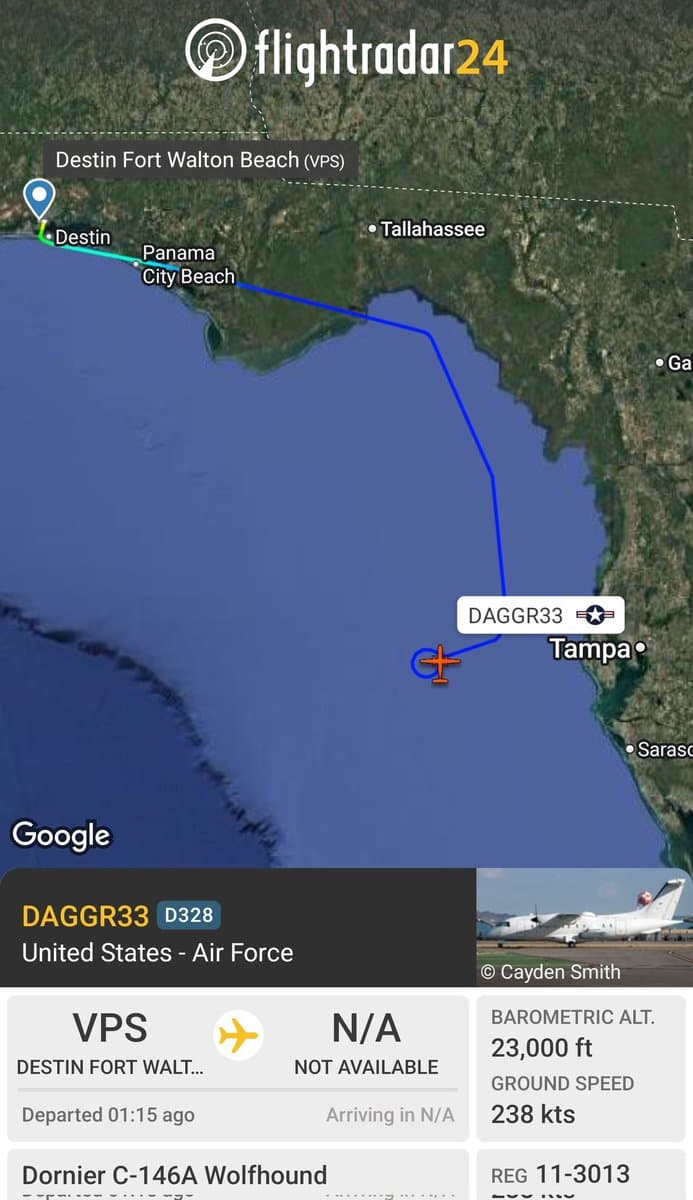 US special ops aircraft operates over Gulf of Mexico