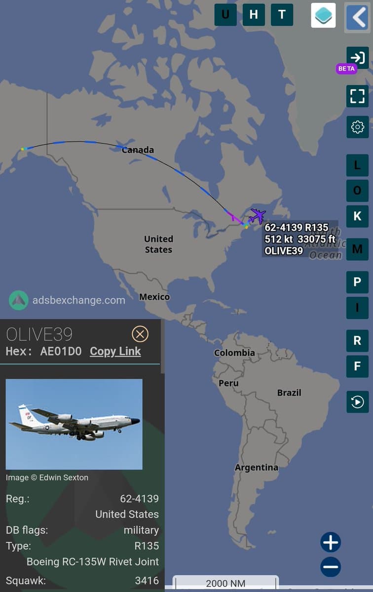 US RC-135W deploys from Japan to UK