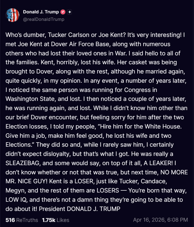 Trump attacks Kent, Carlson, Owens, Kelly